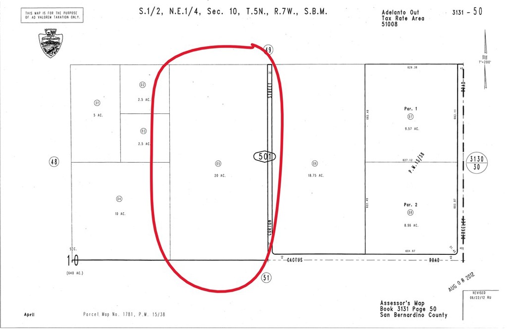 20 ACRES NEAR CACTUS ROAD, NORTH OF HIGHWAY 18.
PROPERTY HAS NO UTILITIES
(MUST SET UP WELL FOR WATER)
LOCATION!!!!
34.536518 , -117.596124
INVEST TODAY! 871,200 SQ FT
