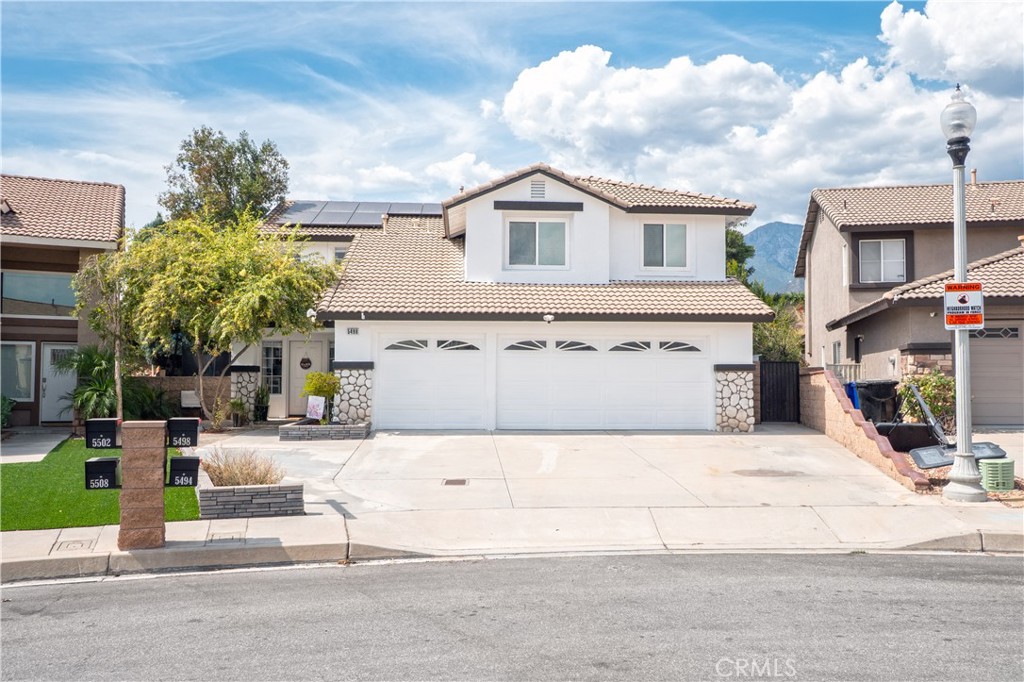 Turnkey Ready home in the desirable neighborhood of Hunters Ridge! Located within the highly sought-after Etiwanda School District, the property is just minutes from top-rated schools, beautiful parks, shopping centers, and major malls. This 3-bed, 2.5 bath PLUS a loft is one of the larger floor plans as well as one of the larger lots with a custom pool. Large outdoor patio with terrace above the pool with potential for extension. New A/C system with leased solar system, saving you on your monthly energy cost, perfect for sunny days. Upstairs, the spacious primary suite boasts scenic mountain views and an en-suite bathroom with a large walk-in closet. All bathrooms are tastefully updated, and each bedroom is generously sized. The home also boasts whole house fans, whole house filtration system and bonus room! This home truly has it all! A definite must-see!