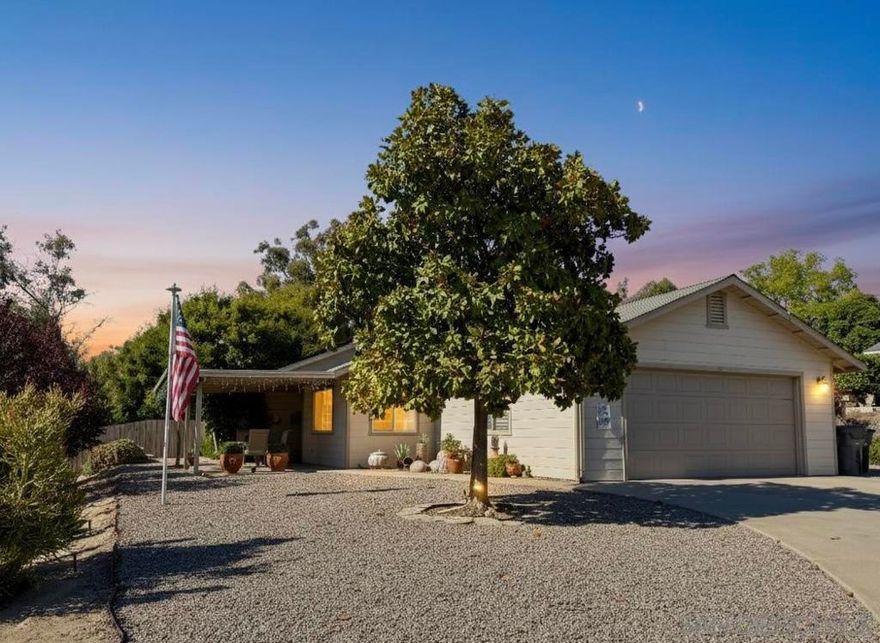 This charming single-story home offers the best of both worlds: peaceful country living just minutes from town. Built in 1995 and lovingly maintained, it features custom tile floors and granite counters throughout, newer kitchen and baths with beautiful copper sinks, and a functional layout. Enjoy seamless indoor-outdoor living with double doors leading from both the main living area and the primary bedroom to a spacious covered back patio, perfect for relaxing or entertaining. There’s also a cozy covered patio in front, ideal for your morning coffee while taking in the quiet cul-de-sac setting. The beautifully landscaped and spacious yard includes fruit trees, roses, succulents, raised planters, a greenhouse, and room for an ADU or RV parking. One of the bedrooms features beautiful custom white built-in bookcases. With solar, low-maintenance landscaping, no HOA, and plenty of charm throughout, this home offers the perfect blend of comfort, convenience, and country life. Professionals photos will be posted by 11/13.