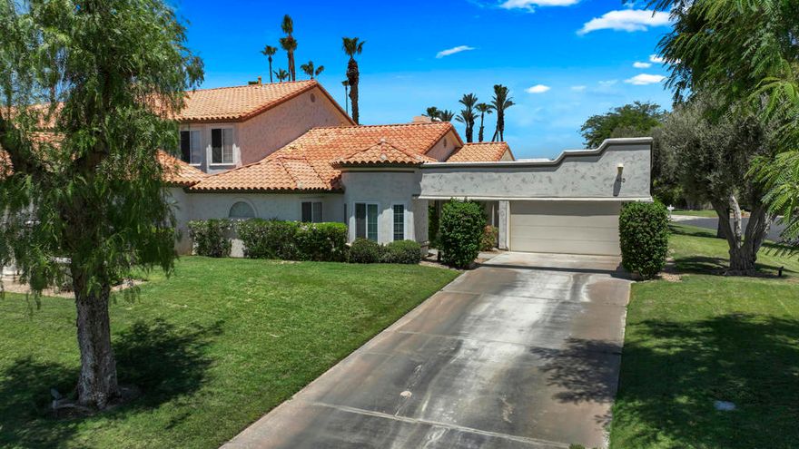MOTIVATED SELLER! Ready for a buyer!Furnished | Remodeled Single-Story, End-Unit, NO unit above Condo in Desert Falls Country ClubWelcome to your dream desert retreat! This beautifully updated single-story condo is located in the heart of Palm Desert, inside the prestigious gates of Desert Falls Country Club. Perfectly situated on a prime, oversized corner lot, this home offers unparalleled privacy, lush landscaping, and greenbelt views on three sides--creating a serene, park-like setting that feels like your own private oasis.Step inside to an open, airy floor plan with two spacious bedrooms, with the primary bath recently updated. The bright and cheerful kitchen has been tastefully updated and features a sunny breakfast nook with new windows. Living room complete with a cozy gas fireplace and beverage station.Pristine tile flooring flows throughout the entire home--including both bedrooms--and white plantation shutters grace every window.Enjoy peace of mind with newer upgrades, including a brand new hot water heater, new garage door motor,, and a freshly refinished garage. Recent enhancements also include dual-pane dining room windows, a new sliding patio door, and a remodeled primary bathroom with dual sinks.Out back, relax on your spacious patio or take a few steps to the sparkling pool and spa. Desert Falls Country Club is a semi-private resort community featuring  Enjoy a resort-style experience with extensive services and amenities included in your HOA dues: 24-hour guard-gated entry, tennis & pickleball courts, fitness center, and community pools. Located minutes from El Paseo, fine dining, and world-class retail. Close to the Acrisure Arena--home of the Coachella Valley Firebirds and a venue for major concerts and events. The privately owned Desert Falls Country Club offers pay-as-you-play or membership options. This home is perfect as a full-time residence, vacation getaway, or investment property. Short-Term Rentals and Seasonal Rentals are Allowed!Don't miss this rare opportunity--call today for your private showing!