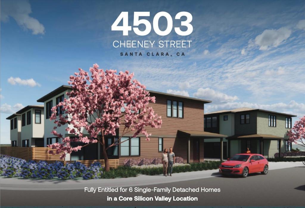 Fully Entitled - Exceptional and Rare Opportunity For Builders and Investors in a Prime Santa Clara Location! Offering a +/- 0.43 acre site entitled for the development of six (6) single-family detached homes. Sellers will deliver the project with full discretionary approvals, including a Vesting Tentative Map and Architectural Design Review permit, with no additional CEQA environmental review required. Designed by Dahlin, the homes will feature modern two-story layouts spanning over 2,275 sq ft, each offering 4 bedrooms and 2.5 bathrooms. Located in a high-growth, supply-constrained submarket, this opportunity has substantial upside.