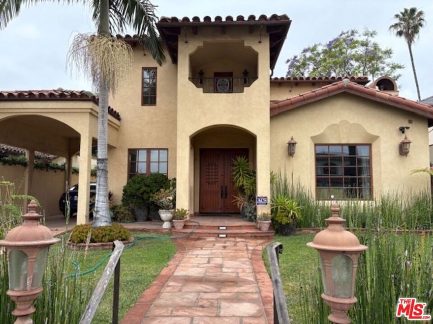 Mediterranean style home with 4 Bedrooms, 4 Baths up, 1 Bedroom and 1 bath down. The entry features an arched ceiling, there is an office and formal living room with a wooden domed ceiling, a large dining room, Powder room, kitchen and adjacent family room complete the first floor. Additionally there is an upstairs laundry room. Property is being sold in it's "AS IS, WHERE IS CONDITION". Broker does not guarantee the accuracy of the information provided, including square footage, lot size, permitted and un-permitted spaces. Buyer is advised to independently verify the accuracy of this information through personal inspection, building permits and/or with appropriate professionals (i.e. attorney, appraiser, architect, surveyor, etc.)