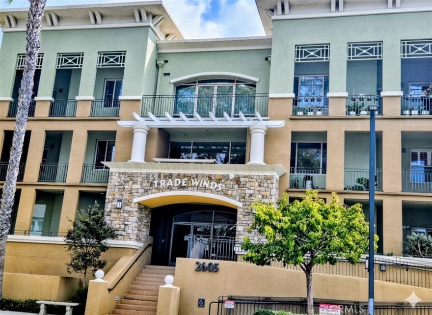 Welcome to Your Resort-Style Home at Trade Winds Condominium! A highly sought-after 55+ community located in the heart of Torrance. This is more than just a home; it's a resort-style experience! With amenities, including sparkling pool, spa, fitness center, and clubhouse. The beach is just four miles away. Stroll through the beautifully manicured grounds, adorned with palm trees and vibrant flowers. Enjoy the complex's 'stay-cation' amenities upon entering, you're greeted by a massive, open-plan gathering room with soaring high ceilings. Natural light floods the space from an oversized glass window that offers a delightful view of the sparkling pool. The community offers two parking stalls and extra storage in the parking area.  This unit boasts a generous living room perfect for entertaining and a private balcony. This 2-bedroom, 2-bathroom unit is turnkey and ready to move in. It features a freshly painted interior and new appliances.