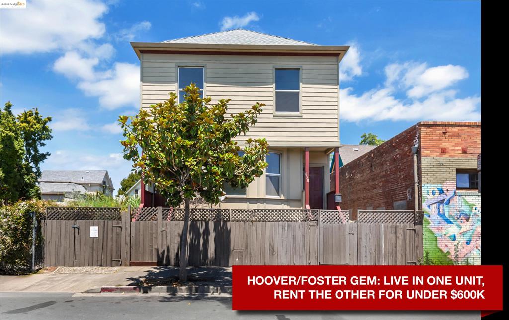 Exceptional duplex opportunity in Oakland’s centrally located Hoover/Foster neighborhood. Just blocks from Uptown’s restaurants, nightlife, and cultural venues, 660 24th St offers walkable access with an 88 Walk Score and 96 Bike Score. The property features two spacious, updated units: a 2BD/2BA lower unit and a 3BD/1BA upper unit—each approximately 1,300 sq ft with large bedrooms and formal dining rooms. Both units will be delivered unoccupied, offering flexibility for owner-occupants, multi-generational living, or investors seeking rental income. All utilities are separately metered, simplifying expense tracking. Offered at just $595,000 with a low tax burden, this is a rare opportunity to live affordably in one unit while generating rental income from the other. Strong demand, move-in-ready condition, and prime access to downtown Oakland and Bay Area job centers make 660 24th Street a standout value in today’s market.