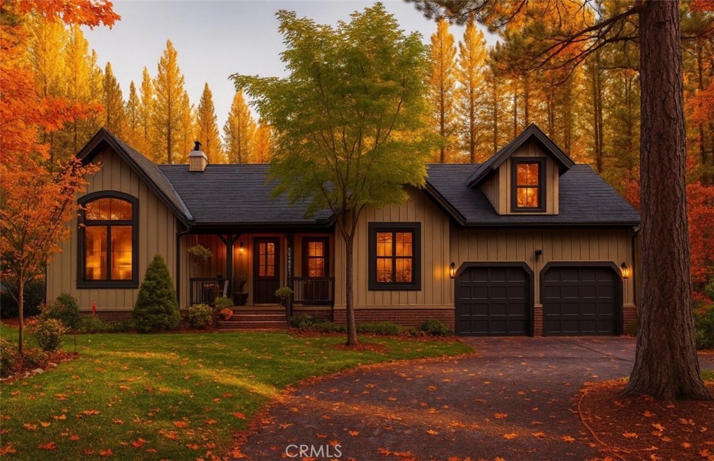 Discover your perfect mountain retreat with this custom-designed home nestled on a secluded private road, just minutes from ski slopes and the lake. The spacious main residence features an open-concept kitchen with vaulted ceilings, hardwood floors throughout, and a cozy wood-burning fireplace surrounded by built-in cabinets. Thoughtfully laid out mostly on one level, the home offers three bedrooms and two bathrooms on one side, with a serene master suite on the opposite side, plus a game room upstairs for added entertainment. Just a short stroll away, a charming 1-bedroom, 1-bath guest house awaits, complete with a kitchenette and its own private patio—ideal for visitors or as a peaceful retreat. The fully fenced, beautifully landscaped grounds evoke a forest-like ambiance, enhanced by a selection of fruit trees and raspberry bushes. Recent upgrades include a new 50-year roof, Anderson windows, tankless water heater, and a newer HVAC system, providing comfort and peace of mind in this tranquil mountain haven.