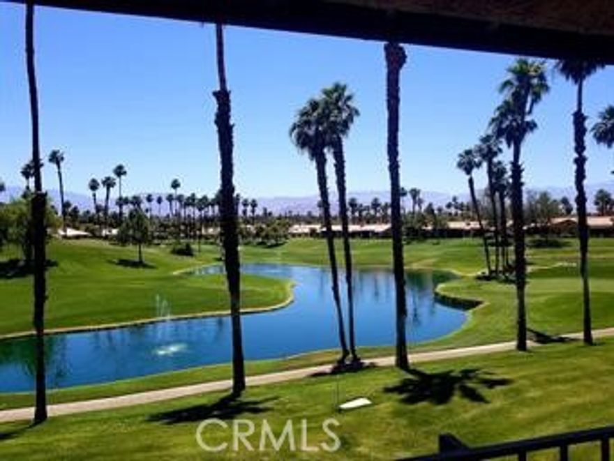 Can be seen most any day. Move-in ready. Super Clean! Live in Luxury at an affordable price!  Furnished or unfurnished, Charming remodeled upstairs 3-bedroom/2-bath Condo. Unmatched BREATHTAKING Southern exposure with spectacular views of the mountains, lakes, fountains & double fairways on the Challenge Golf Course. Large Covered patio with BBQ can be accessed from both the Master bedroom and living room to enjoy the unobstructed view of beautiful sunrises and sunsets. Split floorplan, 2 guest bedrooms with a shared bathroom on the other side of the condo, giving your guests total privacy. Sit in the large living area and enjoy the view while you unwind from a day of upscale desert living.  The newly updated kitchen offers a breakfast bar to sit and

enjoy your meals or a separate dining room for more formal dining. Great area for walking to one of the 46 nearby Community pools, each with a spa. Palm Valley Country Club is a premier private Resort Country Club that offers 2 18-hole Ted Robinson golf courses, a 100,000 sqft clubhouse, a golf shop, a world-class athletic center, a tennis facility, a spa & Olympic pool for lap swimming and socializing around at the clubhouse.

Beauty shop,  2 restaurants. Club membership is required for golf, tennis, and pickleball.