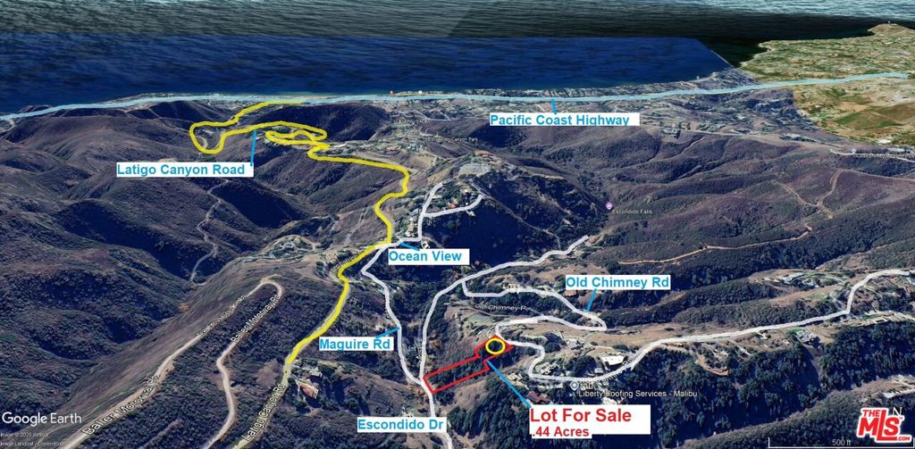 Malibu .44 Acre View Lot Only $150,000. Rare and hard to find lower priced lot only 3 miles from PCH and ocean and close to Pepperdine and center of Malibu. Charming neighborhood with homes all selling at over $1400 per foot over over $2 million dollars . Tremedous opportunity! There are no reports or studies on this property. Electric and water are located on street .