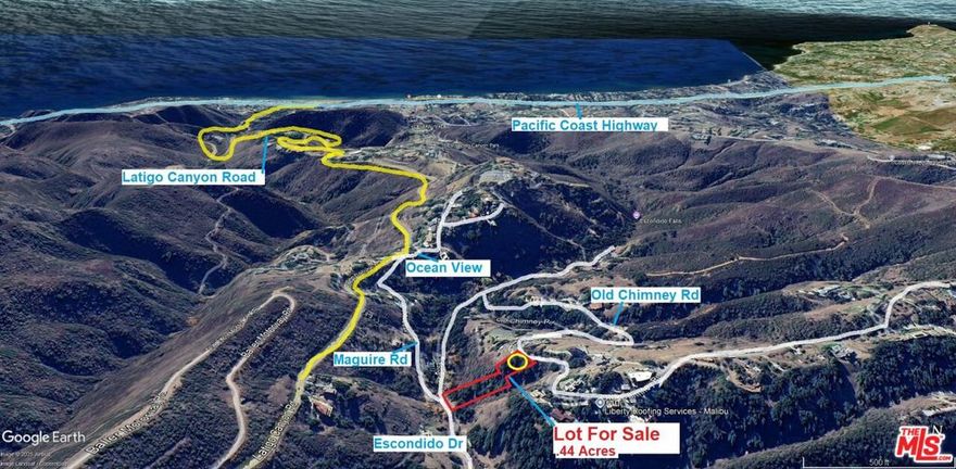 Malibu .44 Acre View Lot Only $150,000. Rare and hard to find lower priced lot only 3 miles from PCH and ocean and close to Pepperdine and center of Malibu. Charming neighborhood with homes all selling at over $1400 per foot over over $2 million dollars . Tremedous opportunity! There are no reports or studies on this property. Electric  and water are located on street .