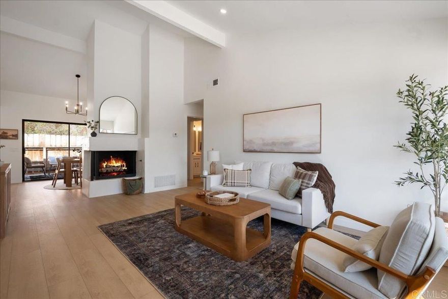 Introducing this fully remodeled 2-bedroom home in the highly sought-after Nob Hill 55+ community. Every detail has been thoughtfully updated, creating a modern and comfortable retreat. Step inside to find vaulted ceilings and a spacious floorplan filled with natural light. The home features luxury vinyl plank flooring and recessed LED lighting throughout. The kitchen shines with modern oak cabinets, quartz countertops, and brand-new appliances, offering a clean and contemporary look. Both bathrooms have also been remodeled, with the primary suite showcasing a double vanity with linen storage and a tiled shower, while the guest bath features all-new vanities and fixtures. Additional upgrades include a new water heater, new doors, hardware, exhaust fans, a freshly stuccoed fireplace front and a new garage door on the finished garage. Sliding glass doors off the dining room open to a private patio, and drought-tolerant landscaping adds curb appeal out front. Community amenities include a pool, spa, and RV parking. Plus, the home is just minutes from shopping, dining, and entertainment in downtown Vista, adding to its convenience and appeal. With its stylish upgrades, thoughtful details, and prime location, this Nob Hill gem is move-in ready and waiting for its next chapter.