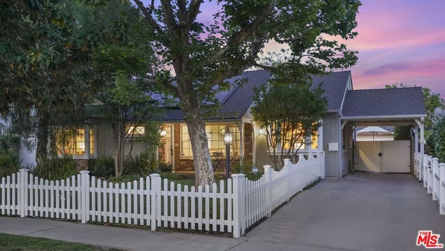 Stunning 3 bedroom home located on a serene, tree-lined street in prime Sherman Oaks!  Situated in one of the best areas for schools and family life, this picturesque residence is a perfect blend of classic character and modern upgrades, offering a true oasis of serenity and privacy.  Step inside to find hardwood floors, a separate living room & spacious family room (featuring a charming double-sided fireplace), along with a large primary suite with a walk-in closet.  The kitchen boasts quartz countertops, ample storage, an additional breakfast nook, and stainless steel appliances. The formal dining room is another perfectly separated space, great for special occasions. French doors let in tons of natural light and lead to a lushly landscaped backyard, ideal for summer BBQs and outdoor gatherings. The detached garage has been transformed into a private living space, complete with A/C, making it perfect for an office, exercise room, or artist retreat. The home has also been equipped with Solar panels (paid off, not leased) and TWO Tesla power walls! Don't miss the opportunity to own this beautiful Sherman Oaks home!