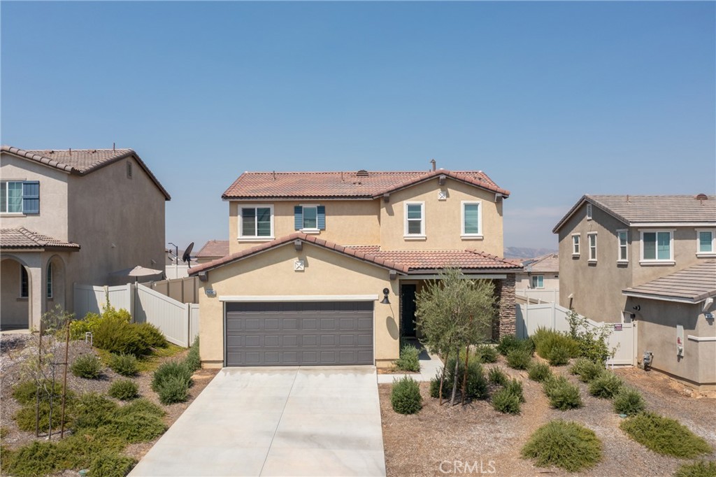 A great Olivewood opportunity. Welcome to Beaumont! This lovely 3 bedroom 2.5 bath home is located in the highly desirable neighborhood of Olivewood. HOA amenities include gated neighborhood, two recreation facilities, hiking/biking trails, playground, basketball court, splash area, swimming pools & more! Quick access to the 10 & 60 freeways. Home features spacious backyard, extended driveway, vinyl fencing, paid off solar (12 panels), instant hot water heater & included water softener system. Interior features include recessed lighting, fire sprinklers, raised panel doors & window blinds. Spacious living room open to kitchen & dining area. Kitchen features an island, granite countertops, European style white cabinets, stainless steel appliances & sink, walk in pantry & included refrigerator. All bedrooms upstairs with adjacent laundry room. Primary suite includes double sink, shower & walk-in closet. Don't miss out, Come and See!