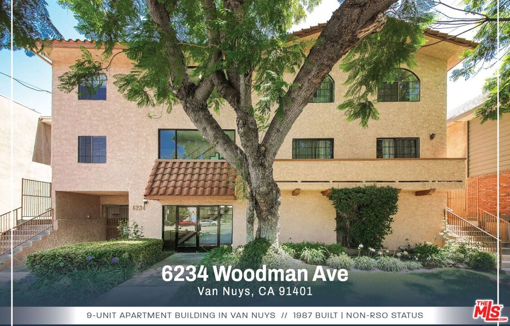 6234 Woodman Avenue is a 9-unit multifamily property located in the vibrant Van Nuys neighborhood of Los Angeles, CA. Built in 1987, the property is not subject to the Los Angeles City Rent StabilizationOrdinance (RSO), offering investors the flexibility to adjust rents inline with market trends. The unit mix includes eight 2-bedroom/2-bathroom units and one 1-bedroom/1.5-bathroom unit with a den, catering to a diverse tenant base, including young professionals, small families, and individuals seeking larger living spaces. The property is well-positioned to capitalize on Van Nuys' strong rental market, driven by its proximity to major employment hubs such as the Van Nuys Civic Center (1.2 miles away) and the entertainment and media industries in nearby Studio City and Sherman Oaks. The spacious 2-bedroom units are ideal for higher-income tenants, while the 1-bedroom unit with a den offers flexibility for remote workers or those needing additional space. Modern amenities, such as in-unit laundry, updated appliances, or pet-friendly policies (common in similar properties), can further enhance tenant retention and minimize vacancies. From an investment perspective, the property presents significant value-add potential. Its 1987 construction suggests opportunities for targeted renovations, such as upgrading kitchens, bathrooms, or common areas, to boost rental income and property value. The absence of RSO restrictions allows investors to adjust rents to market rates, maximizing returns in a neighborhood with consistent demand. The property's location offers convenient access to public transit (Van Nuys Metro link Station, 1.5 miles away) and major highways (I-405 and US-101), ensuring strong appeal for tenants seeking connectivity. The Van Nuys multifamily market remains robust, with strong investor interest and appreciating property values in the area, driven by limited inventory and steady demand