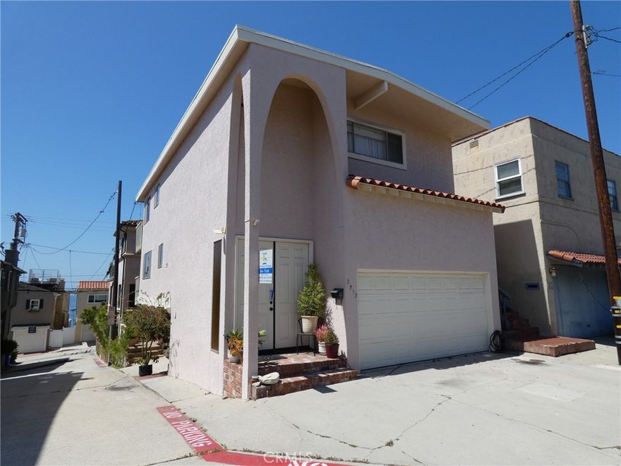 Appraised @$2.8mil on 7-28-25 from a licensed appraiser see attached appraisal in supplements. 1 of a kind, rare custom-built single-family residence on a South Facing sand section 1800 sf ocean view corner lot with 4 bedrooms & 3 bathrooms . Light & bright inside with lots of natural lighting with 2 fireplaces & 2 kitchens. Original owner custom built this property in 1969. This property is just 3 short blocks to a quiet low traffic beach. Trustee sale with no court confirmation needed. Trustee is a family member selling property for the trust. This property has a sought-after 4+ car garage in the sand section which includes 2 separate, 2 car garages with laundry in both garages perfect for car enthusiasts or guest parking. One 2 car garage is on Alma & the 2nd 2plus car garage is on 35th place which has a workshop. Extra 3 car parking in driveway on Alma. Ocean views on 2nd floor. 2 west facing ocan view decks. Inside of entire property painted 6-18-25. Seller is motivated. Property sold as is. Seller will credit buyer for deck replacement, floor covering & repairs subject to an acceptable offer (see deck estimate for deck replacement & repairs in supplements).