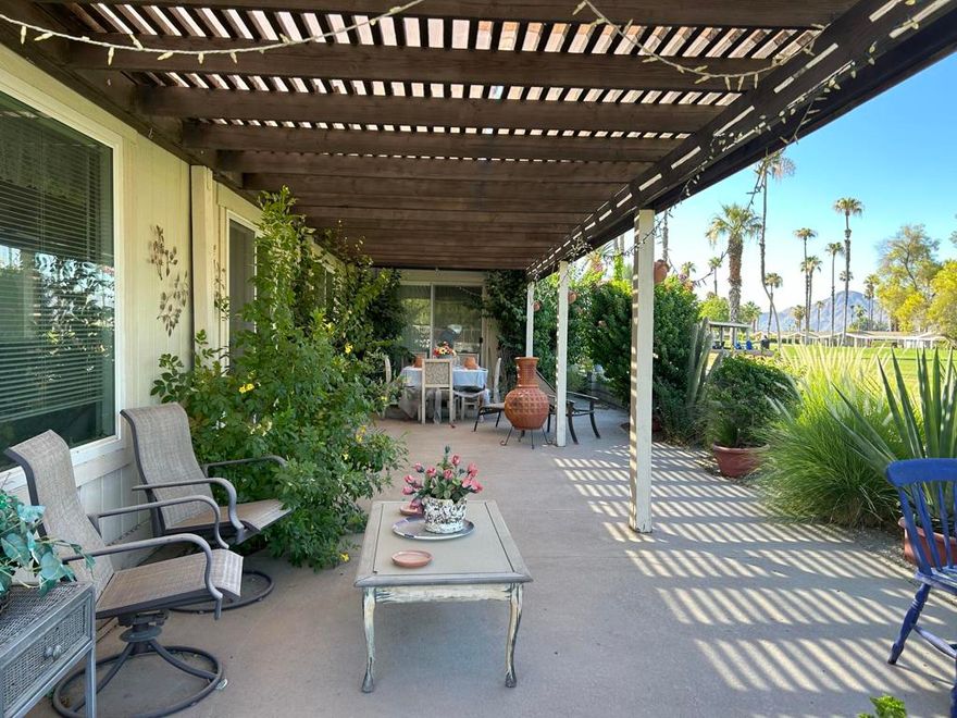 GORGEOUS FURNISHED HOME ACROSS FROM POOL AND GOLF COURSE SETTING. COME TAKE A  LOOK YOU WILL NOT BE DISAPPOINTED. THIS HOME DIRECTLY ACROSS FROM COMMUNITY POOL AND SPA OFFERS TWO BEDROOMS, TWO FULL BATHS OPEN LIVING ROOM WITH FLOOR TO CEILING WINDOWS, FIRE PLACE AND BAR. LAMINATED FLOORING COUNTRY KITCHEN WITH SKYLIGHT. SPACES DRIVEWAY AND LARGE STORAGE SHED ELEGANT PATIO OVERLOOKING THE GOLF COURSE A MUST SEE COME QUICKLY BEFORE IT SELLS suncrest is a 55 and older community.