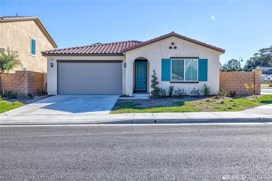 Located in the Terracina community, this beautiful 3 bedroom 2 bathroom home built in 2024 features open concept filled with natural light. The large living room flows seamlessly into the spacious kitchen where you will notice there are plenty of cabinets, large island, granite countertops,appliances, and walk-in pantry. The primary suite includes a roomy walk- in closet and modern bath with a large shower and soaking tub. This all electric home includes high ceilings, Energy Star construction, inside laundry, and an attached 2-car garage. The backyard is ready for you to add your personal touches. Situated on a corner lot , enjoy  the Community park across the street which a perfect place to unwind and take in the neighborhood.