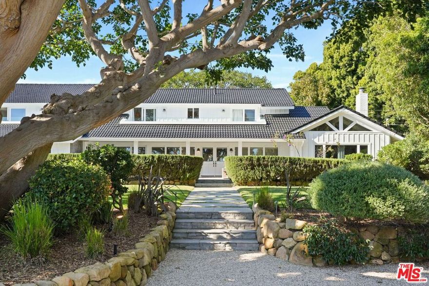 Experience the magic of Point Dume in this exceptional compound, privately tucked behind gates on coveted Cliffside Drive, where unobstructed ocean views pour into nearly every room. Set directly across from the iconic Point Dume Headlands, this lush, resort-style sanctuary embodies the quintessential Malibu lifestyle.  Thoughtfully updated with a new generator, new septic system, new roof, and fresh interior and exterior paint, the home seamlessly blends modern comfort with coastal luxury. Designer-furnished with a boutique-hotel sensibility, the interiors feel warm, stylish, and effortlessly refined.  The main level offers beautifully curated living spaces. Massive sliders line the entire front of the home, welcoming cool ocean breezes and creating an ideal indoor-outdoor flow for entertaining on the front patio. This floor includes one bedroom with an en-suite bath, a formal living room with a fireplace and sun-filled windows, oak flooring throughout, beamed ceilings and a separate library/den with its own bathroom, and a spacious media room with direct access to the backyard. A double washer-dryer laundry room with an additional full bath completes the level.  Upstairs on the second level, the serene ocean-view primary suite features a luxurious spa-inspired bathroom with a large step-in shower, clawfoot tub, and dual cedar walk-in closets. Down the hallway are two additional bedrooms, each with its own bathroom and private deck.  Outdoors, the property unfolds into a private paradise: a graceful coral tree is the focus as you pull into the private entrance.  A large grassy yard, a gated and newly resurfaced tennis court with night lighting, a deep kidney-shaped pool, a charming treehouse, an outdoor BBQ area, and a cozy fire pit, each surrounded by mature tropical landscaping that ensures complete privacy allows one to be fully emerged in the property with no need to go anywhere but stay home.    Just steps from the sand and moments from hiking trails, whale-watching lookouts, local restaurants, and everyday amenities, this rare Point Dume estate captures the true essence of Malibu living.   A true trophy  property in every sense. Available furnished.