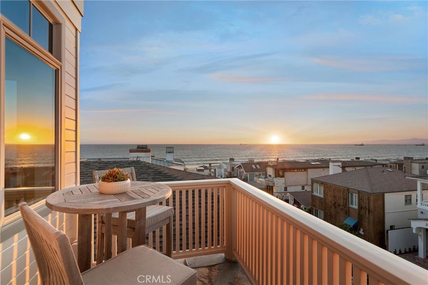 Incredibly beautiful ocean view home on one of Manhattan Beach's most coveted walk streets. Just steps to the sand and a short walk to downtown shops and restaurants and the iconic Manhattan Beach Pier, 20th Street is one of the most charming streets in town with antique lamp posts and no power lines!  The custom features showcase the quality and care that thoughtfully went into this incredible property.  Four bedrooms plus an office with built-in cabinetry, three and one-half baths, two ocean view living areas, and several ocean view decks.  The interior offers solid cherry cabinetry, new Lutron LED lighting, Sonance speakers, Savant whole house integration, solar panels, 2 Tesla power walls, La Cantina and Andersen doors and windows, 3 fireplaces, and a dumbwaiter.  The updated kitchen with new counters and new stainless steel appliances is a chef's dream.  You will not want to  miss this one.  Stunning house! Fabulous location!!