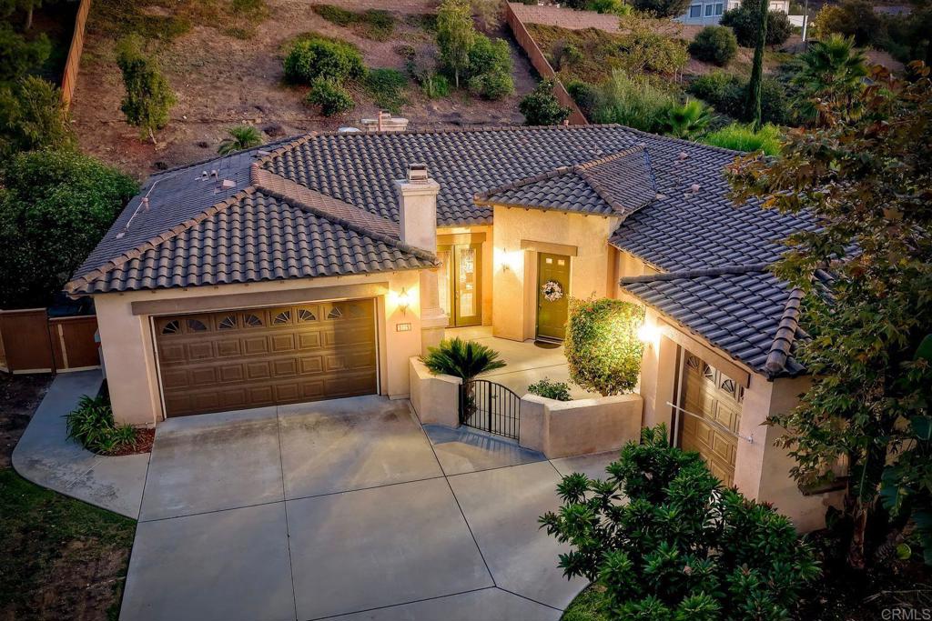 Welcome to this unique Hidden Trails community single-story Estate home. Beautiful sunsets and views! Front court yard has an outdoor fireplace. Enjoy the gorgeous sunsets while in the pool, spa or relaxing in the private yard. Inside you'll enter into a rotunda that will lead you to find high ceilings and wide hallways. Home has OWNED SOLAR with two Tesla Batteries. Home has an open floor concept. Welcoming eat-in kitchen and formal dining room. Outdoor BBQ area with refrigerator. Walk in Pantry. Primary bedroom has separate vanities, shower and soaking tub, enter through the door to a HUGE closet. Low HOA. Don’t miss this one!
