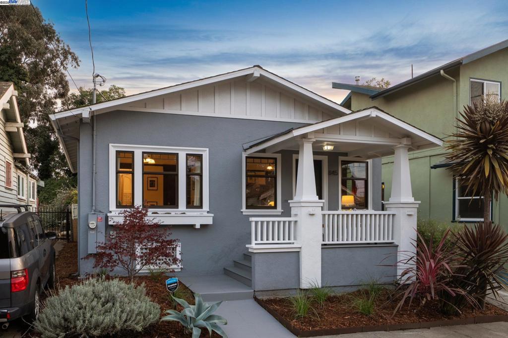 Richly creative and stylishly renovated 2BD/2BA Craftsman Bungalow with backyard oasis, casita, and a bonus storage shed in wonderful Temescal. The 1122 SQFT home’s beautiful living room enjoys rich architectural details including wainscoting, built-in glass cabinets, picture rails, pocket doors, mullioned windows, a recessed ceiling, and a vintage fireplace. Gorgeous hardwood floors span the home and into the upgraded eat-in kitchen that has both vintage touches and modern style. Enjoy cooking while family and friends gather around the table as sun streams through sliding glass doors to the backyard, inviting easy indoor/outdoor living. In the spacious backyard, you can dine, entertain, garden, play, or unwind in the hot tub. The casita offers professional office space with a full bathroom, while the bonus shed makes for a great studio space, play area, or storage. Back inside, the front bedroom features classic woodwork and access to the stylish bathroom with fine tiling and a clawfoot tub. The back bedroom is sunny with its own sliding glass doors to the deck and hot tub. Solar panels and off-street parking for one car. Nearby, enjoy shopping and dining on Telegraph Avenue, the Rockridge Farmers Market, BART, and much more.