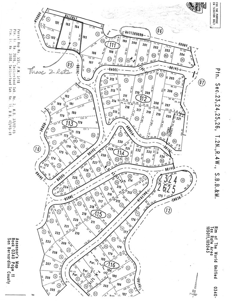 2 adjacent downslope lots at the end of Matterhorn Court. 2nd and 3rd lot in from last house on left down asphalt drive/walkway. Arbula address but access at end of Matterhorn Court. Does not front Matterhorn. Filtered lake and mountain views.