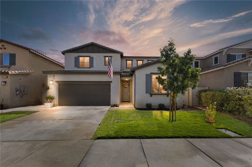 Welcome to this charming two-story home in the highly sought after Atwell Community. A beautifully maintained 2020 build offering modern design, comfort, functionality and zoned for the Beaumont School District!!! This spacious two-story home features 3 bedrooms, 2.5 bathrooms, plus a downstairs office that can easily be converted into a 4th bedroom. Step inside to an open concept living area highlighted by upgraded flooring, ceiling fans throughout, and abundant natural light. The kitchen is a chef’s delight with granite countertops, plentiful cabinet space, and a seamless flow into the dining and living areas. Upstairs, you’ll find all 3 bedrooms and a convenient laundry room. The primary suite includes a walk-in closet and a dual vanity bathroom. This home stands out in the community with its fully landscaped front and backyard, complete with lush grass, an Alumawood patio cover, and an extended concrete slab wrapping around both sides of the property. Additional features include upgraded flooring, blinds throughout, a Hygia water softener, and a fully paid-off solar system for energy efficiency and cost savings (over $45,000 in upgrades). The community features a network of trails that wind through the neighborhood, promoting connectivity with amenities, neighbors, and nature. Enjoy access to four community pools, multiple parks and a catch and release fishing pond providing ample opportunities for recreation and leisure. Move-in ready and built for modern living, this home blends style, comfort, and practicality both inside and out. Don’t miss your chance to own one of the best homes in the neighborhood!