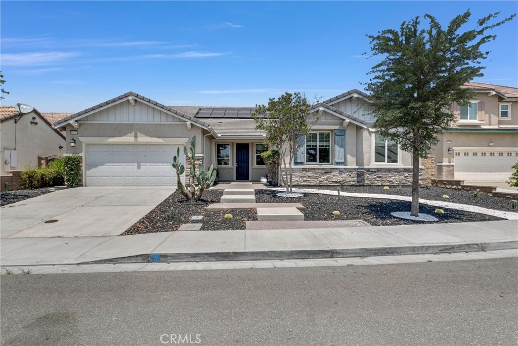 Welcome to this stunning single-story gem in the charming cul-de-sac of Harvest Villages — with no HOA fees! This spacious and thoughtfully designed 5-bedroom, 3.5-bath home offers an elegant open-concept layout perfect for modern living. The primary suite is a true retreat, featuring a luxurious bathroom with dual vanities, a soaking tub, a separate shower, and a large walk-in closet with built-in shelving. A second primary bedroom with its own private ensuite—also with dual sinks and a walk-in closet—offers flexibility for multigenerational living or guest accommodations.
In addition to the five generous bedrooms, there’s a versatile bonus room ideal for a home office, gym, or playroom. The dedicated laundry room includes a washer and dryer for added convenience. Enjoy the practicality of a 2-car attached garage, providing secure parking and additional storage space. Step outside to a clean, open backyard — perfect for entertaining, playtime, or simply enjoying the sunshine. Located just minutes from shopping, dining, and entertainment, this home offers quick access to the 10, 15, and 60 freeways, making commuting a breeze. Don’t miss your opportunity to own this beautifully maintained home in a peaceful, well-connected neighborhood.