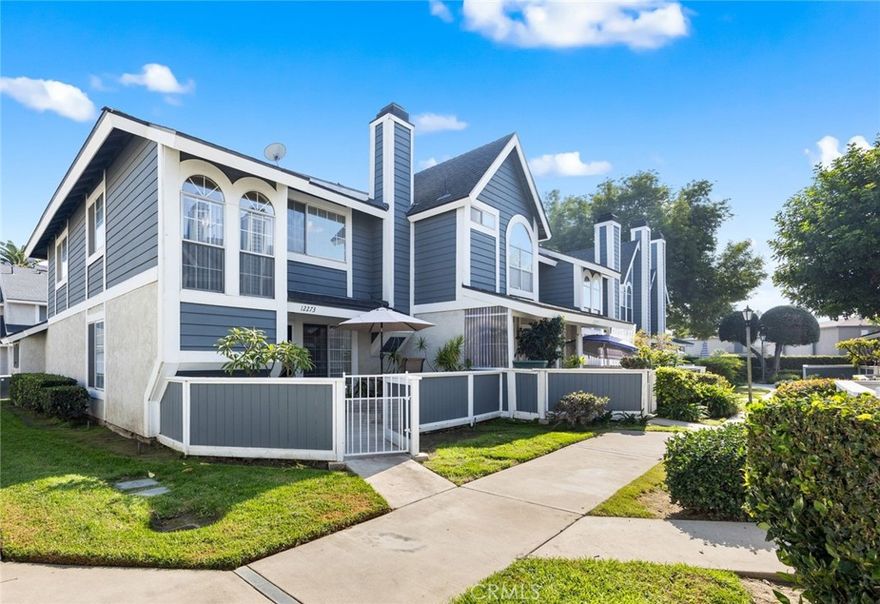 Beautiful, well maintained, two story condo in a private, gated community.  This lovely end unit has a 
2-car attached garage with direct access and a private patio area in the front.  Two bedrooms, two bathrooms, open concept living room with fireplace.  Very light and bright.  Kitchen has a breakfast bar and a dining area, gas stove/oven, microwave and dishwasher.  Laundry area in garage.  Beautiful pool and spa area.  Downstairs has gorgeous tile floors, upstairs bedrooms both have carpet.  Very spacious primary bedroom with vaulted ceilings and a separate dressing area with lots of closets with mirrored doors and a separate toilet and shower area.  Central heating and air conditioning, dual pane windows, low HOA.  This wonderful home has everything you are looking for and is in a great community located near to shopping and restaurants and close to freeway access.