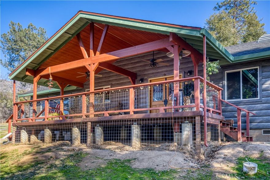 Looking for your mountain retreat? This home has a lot to offer. With a long list of high-quality modern updates, you can live in comfort and entertain with pride. Move-in ready. Clean, well kept. Steel sided by TruLog™, and extra fire clearance and protection. Two independent electric meters in case you want to add an ADU or shop on its own power. No HOA or CC&R's. RV spot with full hook-ups. Two large heavy-duty containers for storage and a large carport. Enjoy lower electric bill with ground mounted solar panels-Tesla batteries-whole house backup generator (NEM2), to protect you from high bills and power outages! Homestead ready, with a fenced garden, multizone timer drip irrigation, native landscaping, and an abundance of perennials that grow food every year. Garden shed, small greenhouse, firewood storage, fenced dog run with a large doghouse and an outbuilding with potential as a guest cottage. Fenced, cross fenced with two livestock paddocks, a small barn, chicken coop.



Situated near the border of endless Sierra National Forest with summer access to Whiskey Falls and Mammoth Pool Reservoir and many backwoods' adventures. A few minutes to beautiful Bass Lake, Kerkhoff Lake and a short drive to Yosemite National Park.



Horse ready • Chicken Coop • Gardens • Storage• Serinity
