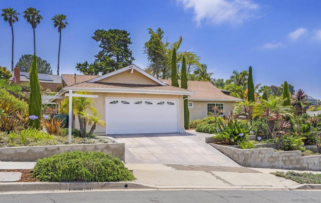 Welcome home to 2953 Courser Avenue, a warm & inviting home located in a quiet cul-de-sac with other well-cared for properties & courteous neighbors. Home has 3 bedrooms, 2 full bathrooms, on a single level with 1,324sf, laundry room off kitchen, and an attached 2-car garage. There is an open living and dining space w/ wood floors and garden views. Bedrooms have carpeted floors and custom California closets. Enjoy the afternoon sun & view of Mt. Soledad from the elevated & private front stone patio, and more elevated views from the upper rear portion of property. Come fall in love with this well-cared for elegant property. HOME SYSTEMS: gas central furnace, tankless water heater, complete stainless steel kitchen appliances w/ dishwasher, clothes washer, clothes dryer hookups (but no dryer provided). // NEIGHBORHOOD: The Bay Ho neighborhood within Clairemont, San Diego is known for its quiet, but convenient proximity to the best things La Jolla and San Diego has to offer: beaches, shopping, airport, etc. // LANDSCAPING: The home is surrounded by a very nice, mature garden in a Mediterranean style, including established cypress trees, citrus trees, Sago palms, rosemary, jasmine, & ceanothus, w/ low maintenance water-wise irrigation. The backyard features a fountain, patio, & artificial turf area.