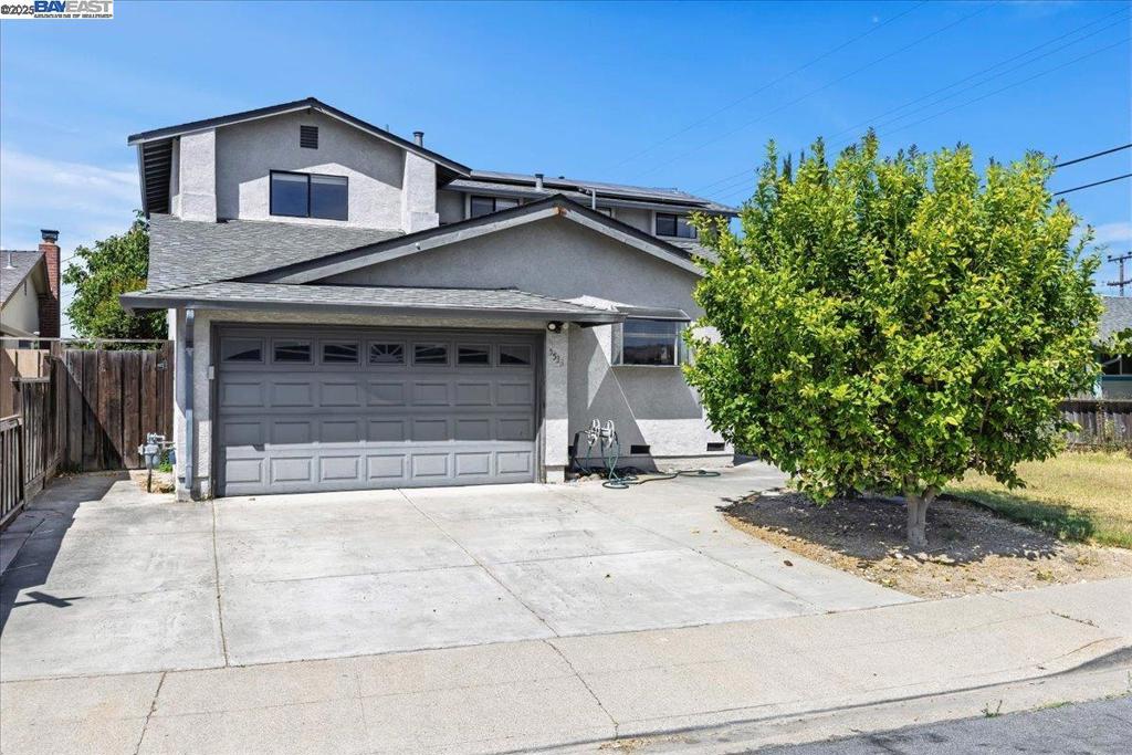 Lovely 5 bedroom, 3 bath family home located in sought-after Blacow neighborhood, this spacious home is bursting with potential and ready for your personal touch. It offers the perfect blend of charm, space and opportunity. Enjoy sunrise foothill views from the bright front kitchen, complete with Corian counters, pantry and refrigerator. The living room features a bay window and fireplace. The dining area flows into the family room, leading to the patio and huge, backyard - possibly large enough for an ADU! With bedrooms and baths on both levels, the flexible layout works for any lifestyle. Two solar systems, one owned and one leased. Wood and laminate floors throughout, plus a two-car garage. Prime location, across from Steven Millard Elementary, near Rix Park, shopping and Hwy 880. Endless possibilities. Fantastic neighborhood. Welcome home!