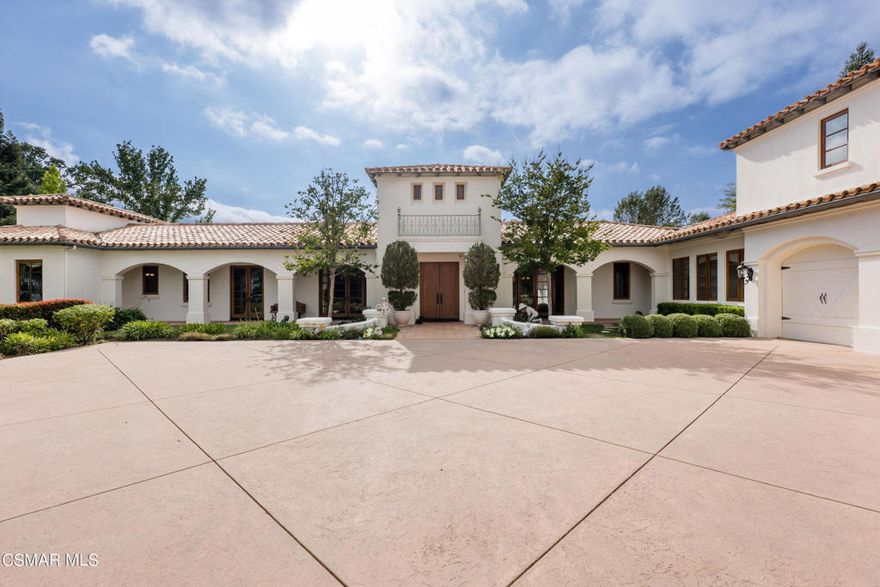 Welcome home to a stunning 8,200+ square-foot estate with spectacular views of this idyllic Sherwood community. This single story home features 5 spacious bedrooms and 6 baths, plus an additional upstairs apartment above the garage-- perfect for hosting extended family or entertaining guests. Entry opens into a grand great room, with soaring ceilings throughout. State-of-the-art automatic blinds installed in all rooms. Main level primary suite includes separate his & hers en-suites. French doors offer a panoramic view of the backyard, which features a sparkling pool, spa and lush greenery. This is Southern California living at its best!