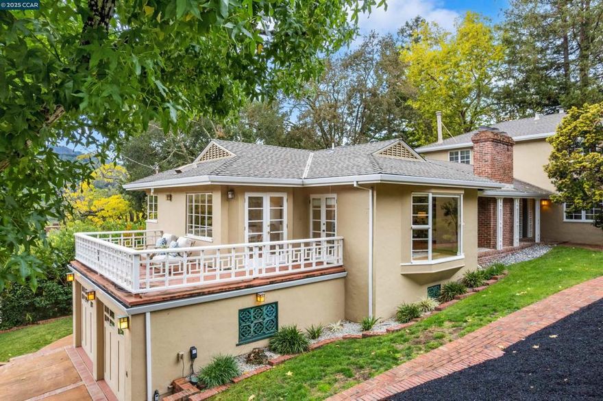 Nestled in the coveted Orinda Estates neighborhood, this beautifully maintained 4-bed, 4.5-bath home offers the perfect blend of privacy, mid-century charm, & modern living. Spanning 3,466 square feet, this light-filled residence features expansive living spaces with picturesque views of the rolling hills and Tilden Park. The heart of the home is the entertainer’s kitchen, which flows into the living and dining areas with easy access to both the front patio and rear lanai. Hardwood floors & large picture windows fill the home with light, creating a warm & inviting atmosphere.  The spacious first-floor primary suite is thoughtfully separated, providing an ideal private retreat. A versatile additional room on this level - complete with a built-in Murphy bed, backyard access, & its own updated full bath - is perfect for a home office, guest suite, or flex space. Upstairs, the bedroom wing features two large en-suite bedrooms, each with updated baths, generous closets, & views. A 2-car attached garage leads to a bonus room, which has been used as an artist’s studio by the longtime owner. Outdoors, a low-maintenance backyard oasis awaits—surrounded by mature trees and lush landscaping.  Ideally located for both convenience and tranquility, the home offers easy access to BART & Hwy24.