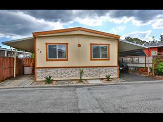 Must see! Cozy 3 bedroom / 2 bathroom mobile home, w/upgraded double pane windows through-out, features a large open area with dining room and Living room with Hardwood flooring. Kitchen features stainless refrigerator, gas stove/oven and pantry, Guest bathroom w/standing shower & medicine cabinet, large laundry room. There is also a cozy and spacious backyard with patio for barbecue, Good airy area to sit outdoor in the summer, close to shoping centers and HWY 101, 85 and the CalTrain Station.