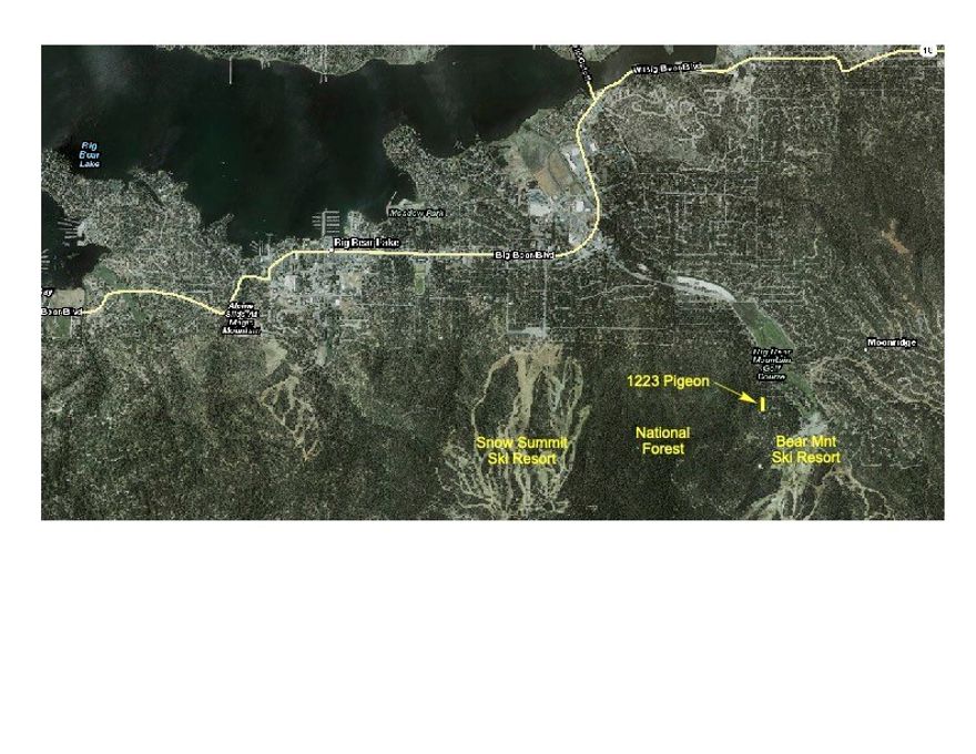 Build your dream home on this large beautiful, wooded Moonridge lot with spectacular

lake, mountain, forest, and golf course views. This quiet, secluded cul-de-sac lot is over 18,000 sqft and

is well treed with oak and pines. Short walk to the national forest (300 ft) and Bear Mountain Ski resort

(0.3 mi). Lot was thinned for fire through San Bernardino National Forest Association Forest Care

Program in 2008. Water meter included. Topo map available.

The previous owner subdivided the lot into two parcels and started construction on one. The current

owner recombined into one lot. Buyer may build larger home on the current lot or subdivide for two

homes.