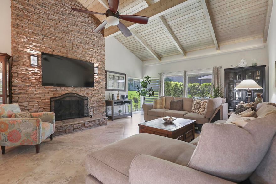 Great value in sought-after mountain Cove community in Indian Wells.  Discover the pinnacle of luxury living in this exceptional residence, designed with custom features and impeccable craftsmanship. Nestled within the prestigious community, this home is set against a breathtaking mountain backdrop, offering both privacy and serenity.This ''cottage style'' condo with no one above or below is one of just a few single-story condos in the community that almost never come on the market, so don't miss your chance!  Completely reimagined inside and out, the open-concept design boasts high-end upgrades and remodeling, soaring vaulted ceilings and a stunning 24-inch custom stone fireplace that extends to the ceiling. High end appliances and upgrades provide you with a gourmet kitchen for all your entertainment. The open floor plan living room looks out onto one of two patios with the Indian Wells mountains in the background.  Two beautiful bathrooms.  The laundry room/pantry is a separate room just off the kitchen, making living and entertaining easy and convenient.Two private outdoor patios with elegant stone flooring and retractable sunscreens create the perfect setting for entertaining or unwinding while taking in the spectacular views.Offered fully turnkey, this one-of-a-kind home includes high-end furnishings and five smart LED TVs, ensuring a seamless move-in experience. As a resident of Indian Wells, you'll enjoy 20% discounts at select restaurants, spas, and hotels, plus the opportunity to play golf at the renowned Indian Wells Country Club at a deep discount.  Very close to shopping, dining and entertainment in both Palm Desert and La Quinta.This is your chance to own a truly extraordinary desert retreat!