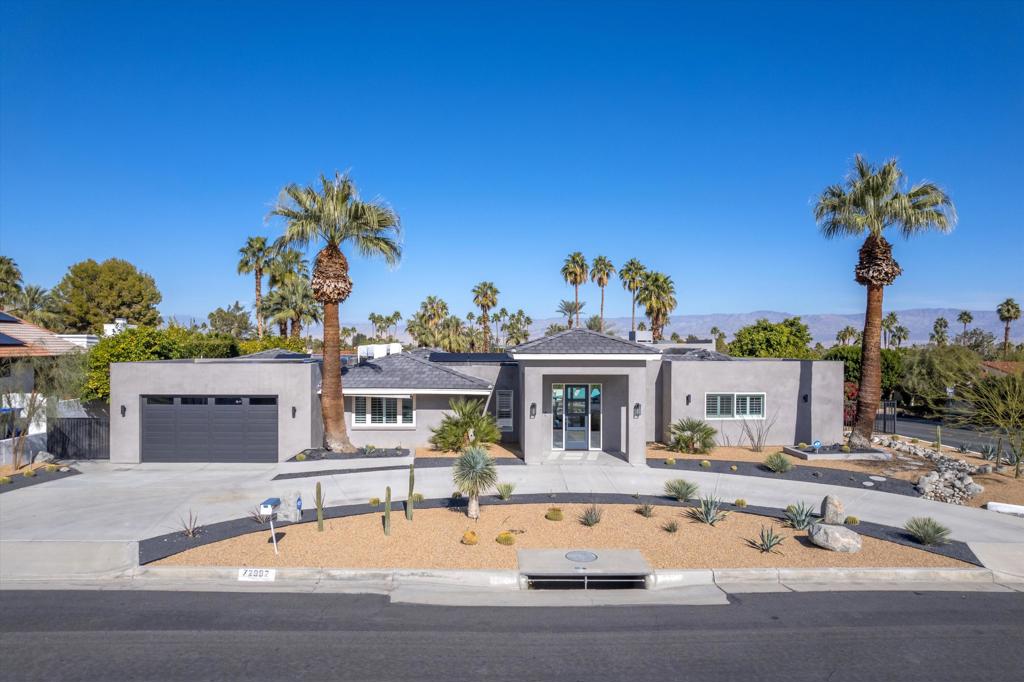 Escape from the everyday and find a private oasis among the rugged beauty of nature with this stunning seasonal rental home. Relax and unwind in 4 bedrooms and 4 bathrooms spread across 3306 square feet of luxury living. An open-concept floor plan with vaulted ceilings and exposed beams provides a lavish space, complemented by its modern furniture and floor-to-ceiling windows to expand the views of the majestic mountain backdrop. The chef-inspired kitchen features an oversize island, luxe stainless-steel appliances, a double oven, an extra-large refrigerator, and windows that open up to a patio bar perfect for entertaining outdoors. The master suite is complete with two walk-in closets and a spa-like master bath featuring an oversized walk-in shower and a separate jetted soaking tub. Three additional bedrooms that are generously sized with one set up as an office, provide ample space for everyone. Enjoy endless hours of sun by the saltwater pebble tech pool and hot tub. For those who love to cook and entertain, there is a built-in gas BBQ and wet kitchen area by the pool. Plus, a giant back green space perfect for any activity. South Palm Desert is the place to be if you want to experience all the best of what Palm Springs has to offer! From world-class golf and tennis to the famous El Paseo shops, The Living Desert, Westfield Mall, and fine dining all just minutes away. Plus, there are plenty of hiking trails and parks for all your outdoor activities. Contact us today!Rate is for Summer only - AVAILABLE NOW THROUGH END OF OCTOBER