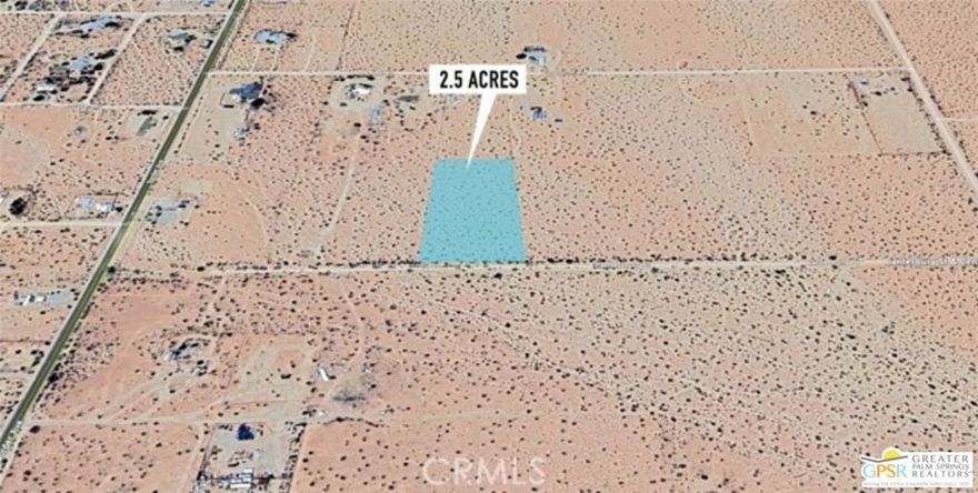 This property is almost 2.5 acres located close to the main road Border Avenue. This address 0 Canterbury Street, Joshua Tree, CA 92252 is for location area reference.  Perfect for building a peaceful desert getaway. Water line at the street and electricity nearby.  Star-gazing nights and expansive daytime views, this is a flat, very buildable piece of land. Joshua Tree National Park is south of this property. Buyer and agent to verify utilities (distance & availability), zoning, property boundaries, uses, city and county building requirements. APN: 0605-211-08-0000.  Motivated seller!  Cash is best, but owner may be willing to carry.  Also, if interested, please be sure to ask Agent about San Bernardino County approved plan sets, construction financing and contractor referral available through Sand and Stone Design