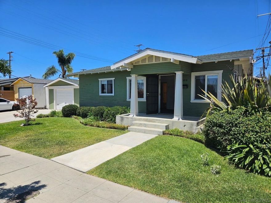 Here it is! Craftsman Gem located in sought after North Park. Upgraded kitchen with new stainless appliances, new flooring, newer roof, freshly painted interior. Detached spacious garage with storage galore. Nicely landscaped front on auto irrigation. ADU possibilities. Photo rendering in with pictures.  Conveniently close to all North Park has to offer. Best entry level available in 92104.