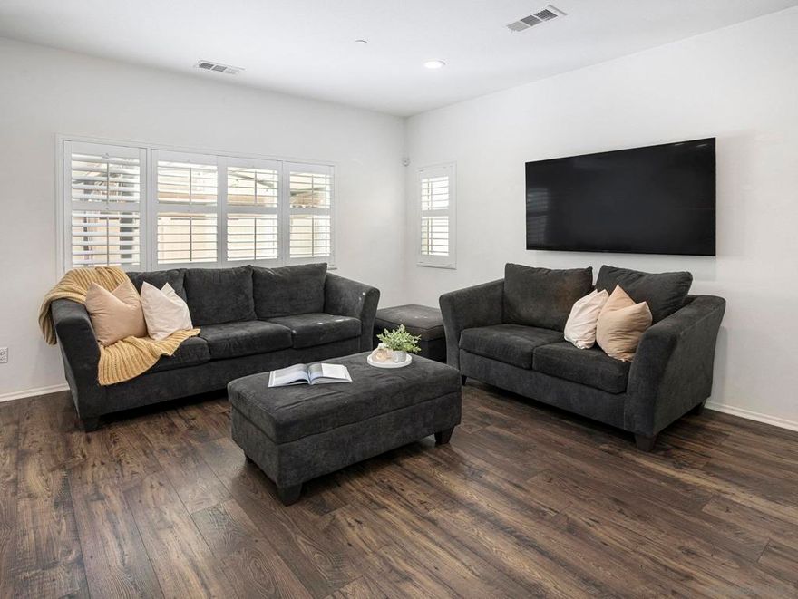 This Detached Home in Fallbrook's Horse Creek Ridge offers a lifestyle of comfort and convenience. With an open floor plan, it features a spacious primary suite and two additional bedrooms, perfect for family or guests. The private backyard is a haven, complete with a cozy patio and low-maintenance turf, plus the ease of an attached 2-car garage.  Energy efficiency is ensured with owned solar panels and a whole house fan for effortless cooling. The homeowner's association enhances your living experience with amenities like pools, parks, and horse trails, ideal for walking, biking, or running and the HOA takes care of the front yard and watering. With easy access to major highways, you'll enjoy the tranquility of this San Diego County location with all the conveniences of city life. It's truly a wonderful place to call home!  VA and FHA Approved! Built in 2018, Horse Creek Ridge Homeowner's Association has a lot to offer with front yard landscape, 2 pools, a Clubhouse, parks and running, walking and horse trails. Lots of wonderful HOA planned events  to do with the other neighbors! Palomar College is building an a new campus within walking distance. This home comes with custom built Plantation Shutters in every room, lots of storage and paid off Solar Panels with a Whole House Fan in the Attic to pull out the warm air. Attached 2 car garage with room for storage and a tankless water heater for unlimited hot water.  Why buy in Fallbrook?  1. Scenic Beauty Enjoy stunning landscapes and a peaceful lifestyle amid rolling hills and avocado groves. 2. Community Spirit Fallbrook is known for its friendly atmosphere and engaging local events like the Avocado Festival. 3. Convenient Location Close to San Diego and Orange County, Fallbrook offers serene living with city access. 4. Affordable Luxury Experience luxurious living at a more accessible price compared to other Southern California areas. 5. Great Schools Families benefit from quality educational options in the area. 6. Cultural & Recreational Activities With art galleries, theaters, and hiking trails, there's always something to enjoy. 7. Strong Investment A robust real estate market makes Fallbrook a smart investment as well as a lifestyle choice. Fallbrook offers a unique blend of community, nature, and opportunity. Come discover your ideal home in this incredible locale!