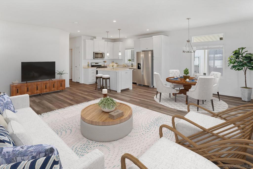 AWESOME OPPORTUNITY!! Where can you find a 3bed/2 bath 1325 sq ft home BRAND NEW for such an affordable price and approx 4 miles from the Beach? Look no further!This 2025 NEW SILVERCREST manufactued home sits on a quiet corner in a Senior Community inhighly desireable and AFFORDABLE beach town of Oceanside.This incredible home offers a great room with open floor plan and gorgeous updates.9' high flat ceilings provide a residential feel and extra tall stacked windows in Living Room and Dining Room beam bright, warm light.Luxurious living without the high price tag.The amazing kitchen boasts spacious white cabinetry and a fabulous stainless steel appliance package including dishwasher, microwave, side-by-side frig, & disposal.Trendy Corian countertops in kitchen and atop the lovely furniture-style island PLUS the same Corian countertops in both bathrooms.Charming pendant lights above the Island, and tasteful chandelier in Dining Room.Recesed lights in kitchen and hallway.Ceiling fan prep in all bedrooms and Living Room.Step into your Primary Bedroom and delight at the walk-in cloest. Separate Laundry Room for you to bring your own full size washer and dryer.Rocker switches,TV raceways and outdoor GFI's.Enjoy the upgraded carpet with thick pad in the bedrooms, and be absolutely thrilled with the Luxury Waterproof Vinyl Plank Flooring throught the rest of the home. Designer touches elevate this home to the Best of the Best!Oceanside Terrance is a small, friendly community with a cute clubhouse,poogroceries stores,restaurants,banks,Post Office,the Harbor,the Pier and more!