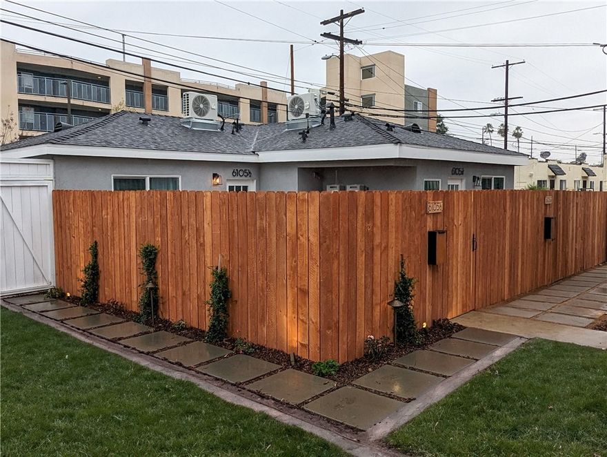 New one-bedroom apartment with fenced patio in a detached duplex at the rear of small privately-owned six-unit complex. No one above, no one below. Located at the end of a low-traffic cul-de-sac.

Central air, all-copper plumbing, hardwood flooring, smooth ceilings, recessed LED lighting, and dual-pane vinyl windows. Quartz counters, dishwasher, microwave, stainless fridge, gas stove, and your very own full-sized washer & gas dryer.

Two assigned parking space available. $2400/m base rent, less $805/m discount for 12 month lease.