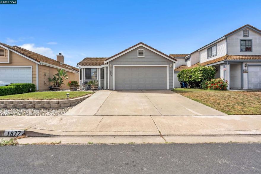 Welcome to this charming single-level home in Oakley! Bright and cheerful, this residence features modern touches throughout, including gleaming flooring, warm designer paint tones, and a welcoming fireplace with a sleek contemporary mantle. The kitchen shines with stone countertops, stainless steel appliances, and a fresh, updated look. Additional highlights include upgraded plumbing and a durable tile roof. The backyard offers the perfect setting for family fun, outdoor relaxation, or entertaining guests. Ideally located close to conveniences with excellent commuter access—this home beautifully combines comfort, style, and convenience.