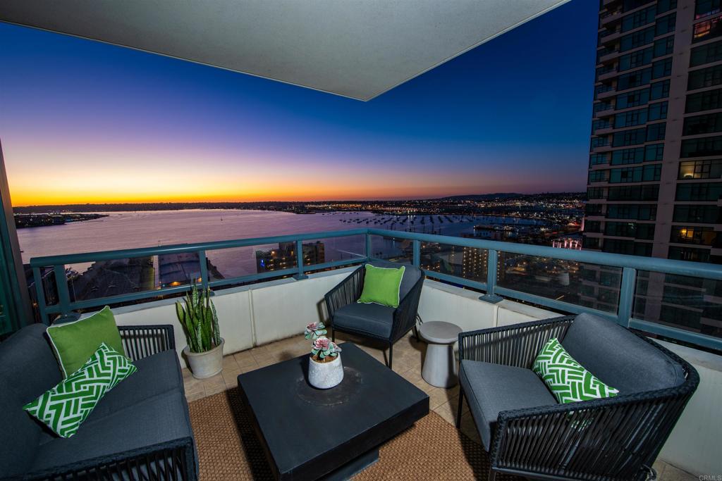 Elevate your lifestyle in this breathtaking 25th-floor condo in the heart of San Diego's prestigious Marina District where urban sophistication meets stunning bay views. The open-concept layout seamlessly connects the Living area to a stylish Kitchen & Dining area perfect for entertaining or enjoying quiet evenings at home. Featuring 2 bedrooms with views, this unit includes a versatile office space, ideal for remote work or creative pursuits. Enjoy floor-to-ceiling windows that flood the space with natural light. Step out onto your private balcony to soak in the vibrant city skyline and serene bay & sunset views. With access to top-notch building amenities, including a fitness center, pool, and communal lounges, this condo offers a lifestyle of luxury and convenience. This chic condo is designed for those who appreciate the finer things in life, offering a perfect blend of comfort and style. Experience the best of San Diego living.