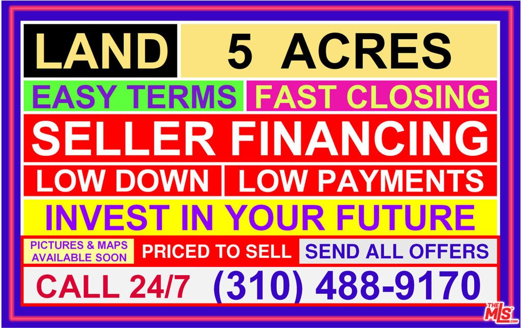 5 ACRES ON 272 ST EAST - Within "The Protective Community Land and Oil Corp." A Wonder Parcel on 272nd Street East, West of Hwy 395 in Mojave. Zone: E(1) Estate 1 Acre. Size: 5 Acres, 330' x 660', Mostly Flat, APN 228-190-32, GPS coordinates 35.117360,-117.646320.