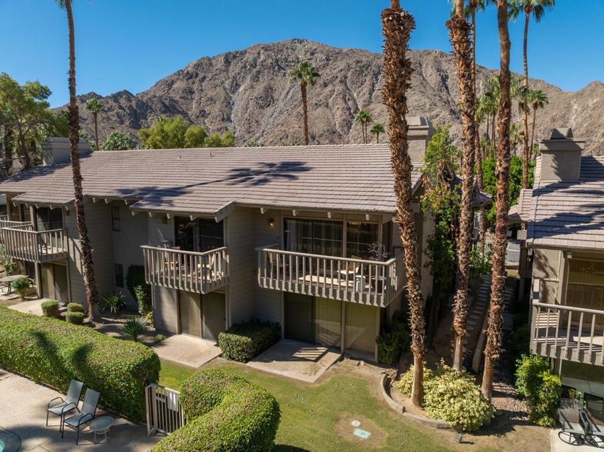Long-Term or seasonal Lease Opportunity in Mountain Cove, Indian Wells! This remodeled two bedroom, 2 bath unit has vaulted ceilings and beautiful mountain views. The high ceilings and open floorplan create a bright, spacious, and airy living space that welcomes you as soon as you enter the front door.  All rooms have balcony access providing ample outdoor space to enjoy the beautiful desert weather.  The unit comes with a one car garage with space for storage. The community pool is located steps away from your front door. Tenant pays utilities; landlord covers HOA dues which includes water and trash. Unit is currently unfurnished and can be turnkey furnished for shorter-term/seasonal leases.  Available now--don't miss the chance to lease in desirable Indian Wells!