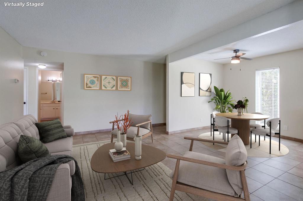 Welcome to this bright and updated top-floor corner unit in the desirable Casa Del Cerro community. This 2-bedroom, 2-bathroom condo offers 912 square feet of well-planned living space with a functional open layout and a clean, modern feel throughout. The kitchen features granite countertops, stainless steel appliances, and a breakfast bar that opens to the dining and living areas, creating a comfortable space for both daily living and entertaining. Step outside to your private balcony overlooking the pool, a perfect spot to relax or enjoy your morning coffee. A secure storage closet is also located on the balcony for added convenience. As an upstairs corner unit, you’ll enjoy extra privacy and great natural light. Both bedrooms are comfortably sized, including a spacious primary suite with a private bathroom and generous closet space. Casa Del Cerro offers a well-maintained setting with a community pool, spa, fitness center, recreation room, and laundry facilities. The unit includes assigned parking. Located just minutes from Lake Murray, Cowles Mountain, Mission Trails, shopping, dining, and freeway access, this condo is move-in ready and a great place to call home.