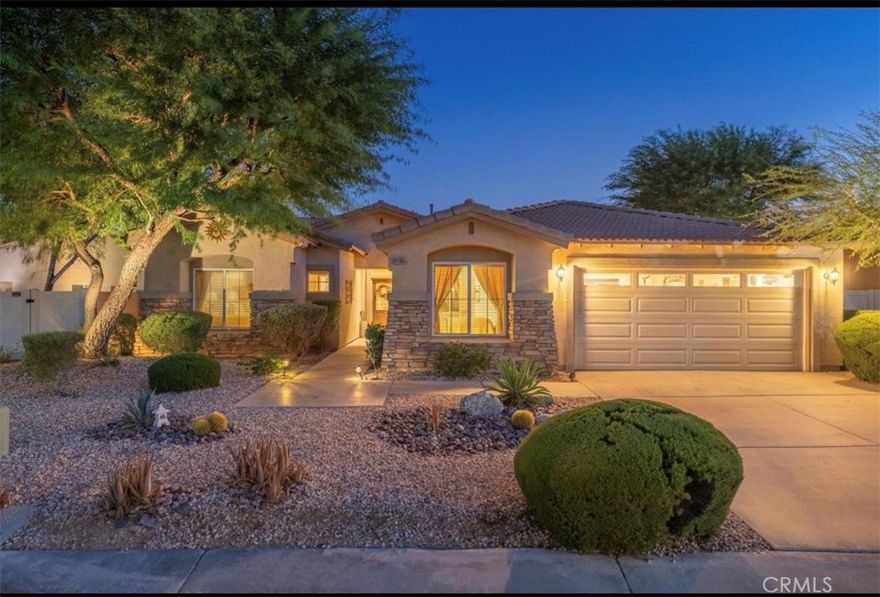 Furnished and all utilities included ! Can be rented 30 days for vacation or mid term rental. Welcome to our oasis in the desert. This home has it all ! Located in the gated community of Mountain View by Mission Lakes. Featuring 3 bed 3 full bathrooms. Heated pool & spa. 2 car garage. RV / Boat parking. Outdoor barbeque area. Patio with misters to stay cool. Amazing location with lots of amenities ! Just a few steps to country club and PGA 4 star golf course. Country club includes restaurant and bar. White House Canyon hiking trail us just across the street. Tennis court, Basketball court & Golf! Who can ask for more ? Just 20 min to Palm Springs. Minutes away from Joshua Tree, Coachella, Shopping, Casino, Outlets, & More ! The property features sweeping views of snow capped San Jacinto & San Gorgonio mountains. Views of the Coachella valley and windmills. Experience jaw dropping sunsets every night while you enjoy the pool and amazing spa underneath the stars and night sky. Outdoor BBQ grill and fully stocked kitchen inside. Spacious bedrooms includes a primary suite with Queen bed large enough to have a living / office area with a sofa, desk and access to the backyard and pool directly from the primary suite! Second bedroom is serene with a queen bed. Last bedroom has 2 double beds. Each bedroom has a full bathroom and all bedrooms are separated for privacy. Large living room is furnished for comfort and has a smart TV. Built in speakers throughout entire house and back yard allows you to play your favorite music and is sure to make your stay fun and entertaining ! Formal dining area as well as an eat in kitchen and a second desk to make working on your getaway possible. Fully stocked kitchen will delight any chef and there is a Nespresso Vertuo machine & Keurig available to please any coffee lover! Beautiful, clean, and comfortable home.