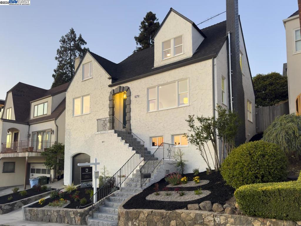 Beautifully reimagined and fully updated, this 3-bedroom, 2-bath Cragmont treasure offers 1,784 sq ft of refined living with breathtaking Bay panoramas. From the welcoming front porch, enjoy sweeping sights of the Golden Gate Bridge, Angel Island, and San Francisco skyline. Inside, sunlight pours into the living room anchored by a classic fireplace and new floors. The open kitchen boasts stainless steel appliances, a gas range, a peninsula with bar seating, a breakfast nook, and a dining area—all positioned to capture iconic views. Two main-level bedrooms include one with Golden Gate vistas and dual closets, and a peaceful garden-facing room. The updated hall bath blends fresh style with modern finishes. Upstairs, the primary suite is a quiet sanctuary with skyline views, a walk-in closet, and an en suite featuring a striking navy vanity. A few steps higher, a versatile bonus room offers unmatched bridge views, ideal for a home office or guest space. The terraced backyard unfolds into multiple outdoor living areas, while a tandem garage, off-street parking, and landscaped front yard complete the home. A rare find, this residence offers an unmatched perspective over the Bay, set within one of Berkeley’s most sought-after and inspiring neighborhoods.