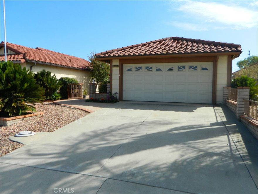 Located in a Desirable 55+ Community of Menifee! This beautifully maintained 2-bedroom, 2-bathroom home has an inviting floor plan. The primary bedroom offers a walk-in closet and primary bathroom for added comfort and convenience. Enjoy the low-maintenance yard, complete with large patio cover, storage shed and fruit trees. Don’t miss your chance to enjoy affordable, active adult living in a quiet, established neighborhood close to newer retail shops, dining, and amenities!