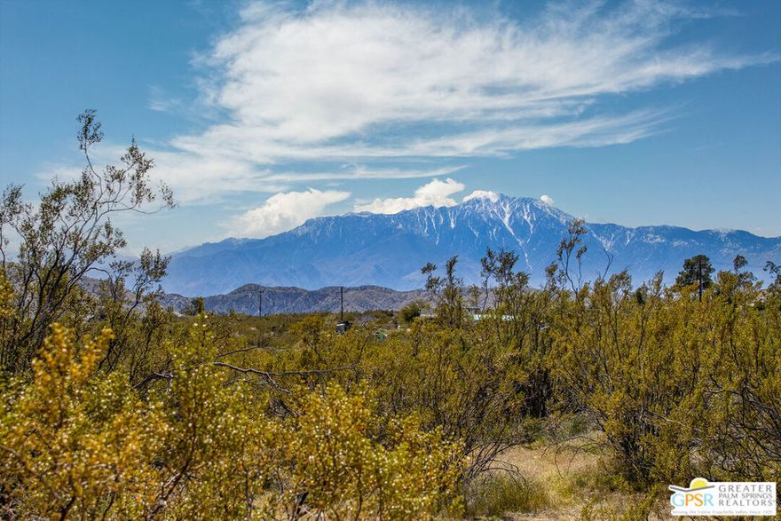 Escape to your own private desert retreat with this stunning piece of land, offering expansive views of the majestic San Jacinto mountains where you can enjoy the breathtaking sunrises and sunsets. This 5-acre parcel is the perfect spot for anyone looking to build a secluded home, vacation getaway, or just a space for outdoor enthusiasts to explore. The possibilities are endless so schedule your showing today to be one step closer to creating your own desert paradise! Comes with perc and mantle. Located in the San Berardino County Special Districts Water service area.